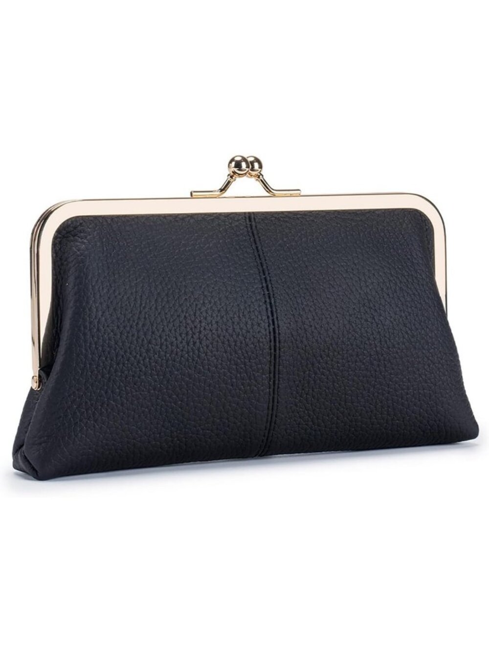Vintage Leather Wallet for Women | Multi Card Slots Travel Clutch Purse - Black